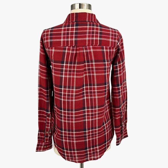 Marine Layer Abby Button Down Shirt Red Plaid Size S Long Sleeve Collared - Picture 3 of 8